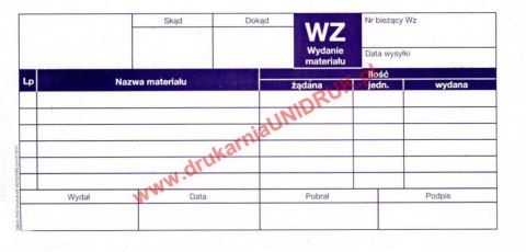 Druk WZ wydanie materiałów na zewnątrz 1 1